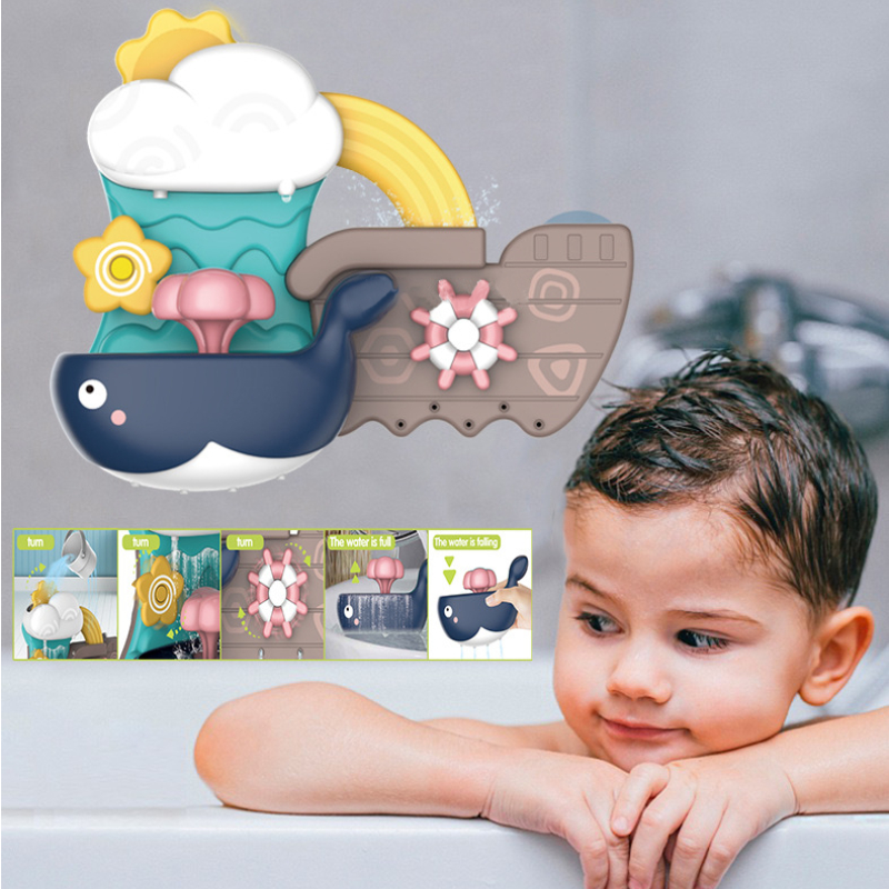 고래 목욕 장난감 물 스프레이 장난감 게임, 유아 욕실 목욕 샤워 수영장 전기 공 Led 조명 음악